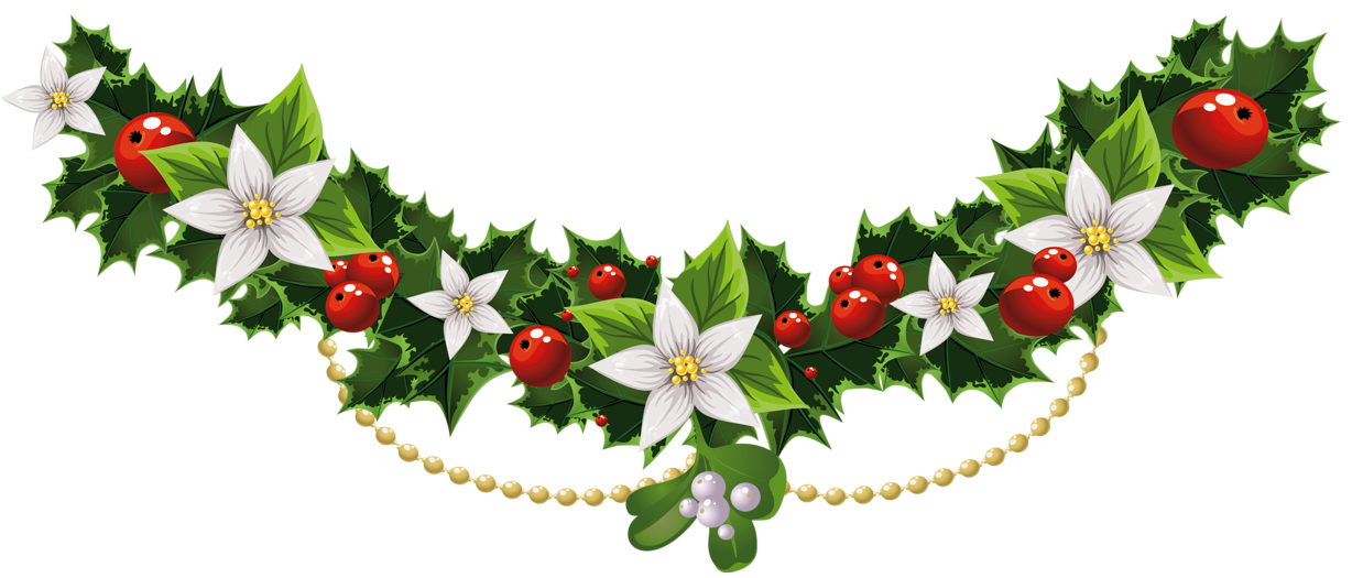 verse-clipart-Transparent Christmas Mistletoe Garland Flowers PNG Clipart